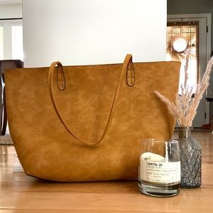 SALE 🌟 Anthropologie Vegan mustard tote bag